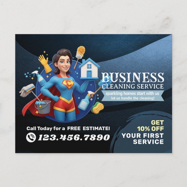 Modern House Cleaning Maid Service Housekeeping Postkarte (Vorderseite)