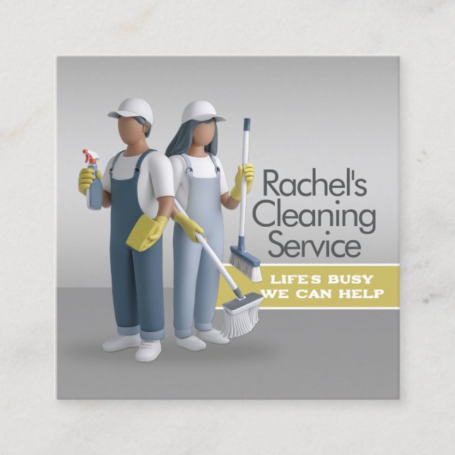 Modern House Cleaning Maid Service Housekeeping Quadratische Visitenkarte (Vorderseite)