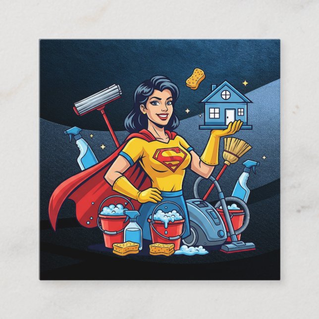 Modern House Cleaning Maid Service Housekeeping Quadratische Visitenkarte (Vorderseite)