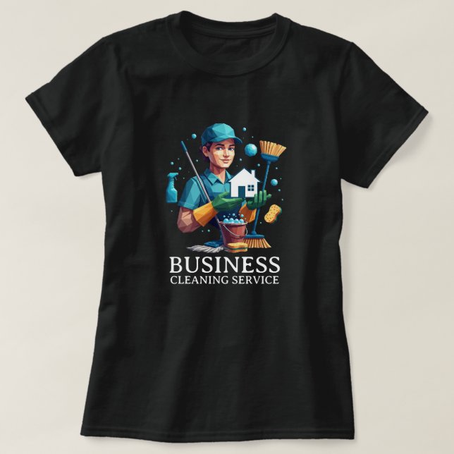 Modern House Cleaning Maid Service Housekeeping T-Shirt (Design vorne)