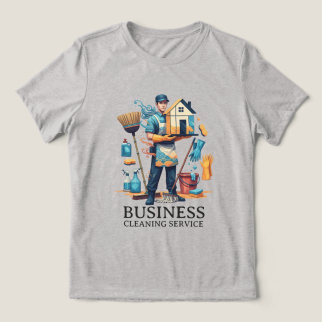 Modern House Cleaning Maid Service Housekeeping Tri-Blend Shirt (Design Vorderseite)