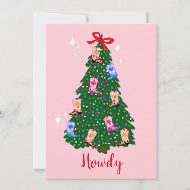 Modern Howdy Cowgirl Western Boots Weihnachten Einladung (Vorderseite)
