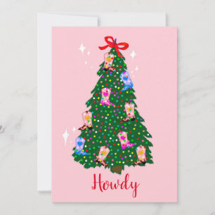 Modern Howdy Cowgirl Western Boots Weihnachten Einladung