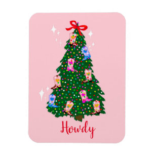 Modern Howdy Cowgirl Western Boots Weihnachten Magnet