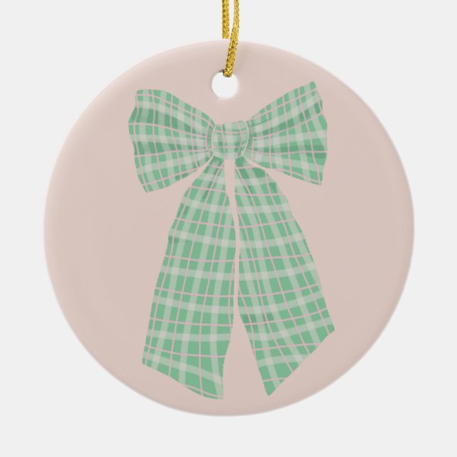 Modern Hübsch Blush Gingham Romantischer Coquette  Keramik Ornament (Vorne)