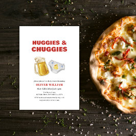 Modern Huggies Chuggies Beer & Diaper Baby Shower Einladung