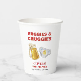 Modern Huggies Chuggies Beer Diaper Baby Shower  Pappbecher