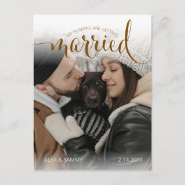 Modern Humans Getting Married Pet Photo Engagement Postkarte