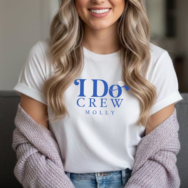 Modern I Do Crew Cobalt Blue Bridesmaid Tri-Blend Shirt (Get the crew together in style with this trendy "I Do Crew" design!)