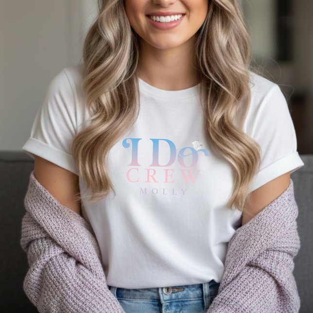 Modern I Do Crew Pastel Gradient Bridesmaid Tri-Blend Shirt (Get the crew together in style with this trendy "I Do Crew" design!)