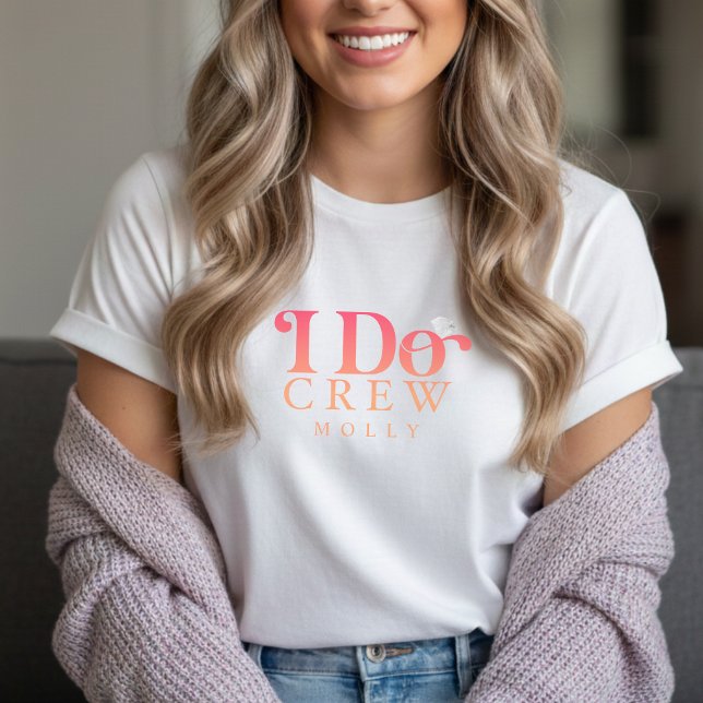 Modern I Do Crew Sunset Gradient Bridesmaid Tri-Blend Shirt (Get the crew together in style with this trendy "I Do Crew" design!)