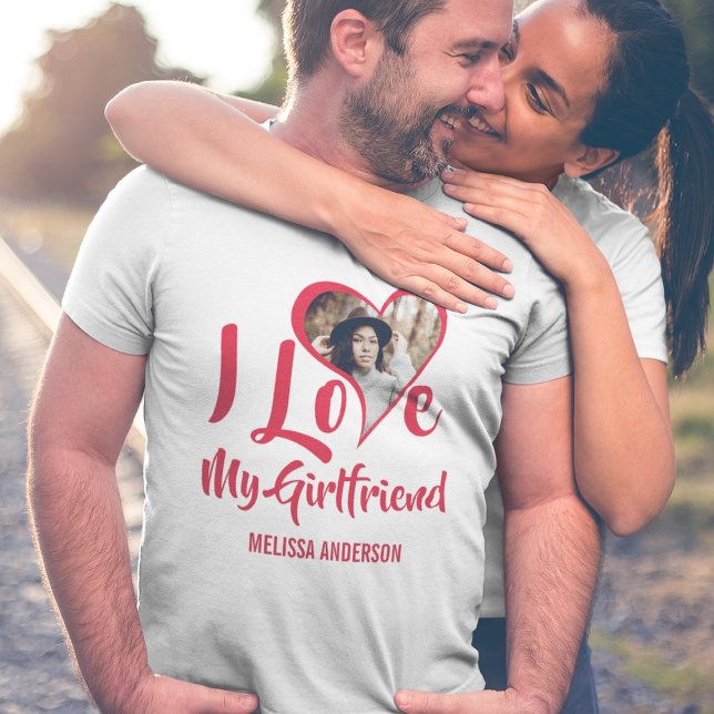 Modern I Liebe Meine Freundin | Heart Foto T - Shi T-Shirt (Von Creator hochgeladen)