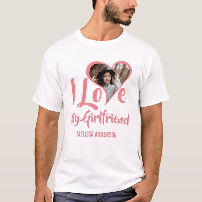 Modern I Liebe Meine Freundin | Heart Foto T - Shi T-Shirt (Vorderseite)