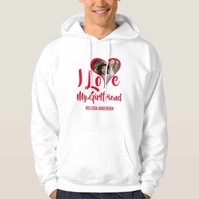 Modern I Liebe Meine Freundin | Herz-Foto Hoodie (Vorderseite)