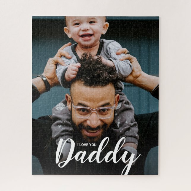 Modern I Liebe You Daddy Script Custom Foto Puzzle (Vertikal)