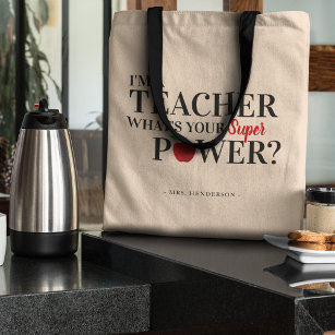 Modern 'Ich bin Lehrer'   Geschenk für Lehrer Tragetasche