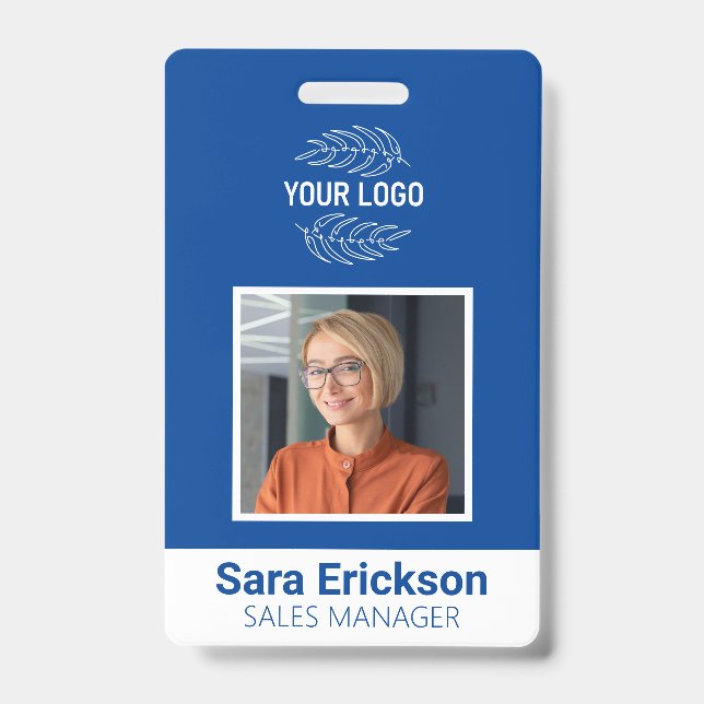 Modern ID Card Blue Business Employee Bar Code Ausweis (Vorderseite)