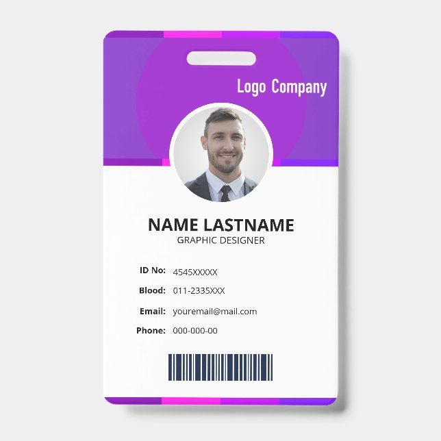 Modern ID Identification Card Photo Badge Ausweis (Vorderseite)