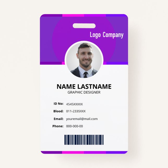 Modern ID Identification Card Photo Badge Ausweis (Vorderseite)