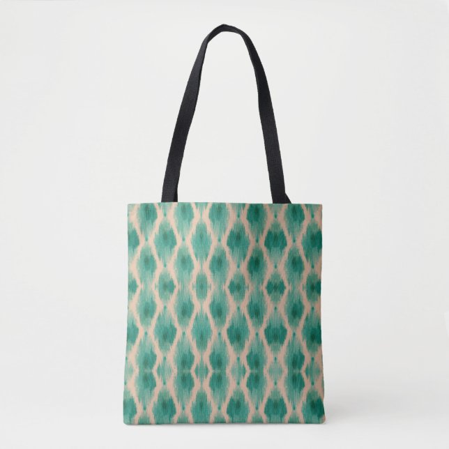 Modern Ikat Boho Tote Bag | Teal & Clay Textured (Vorderseite)