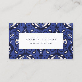 Modern ikat pattern blue beruflich visitenkarte