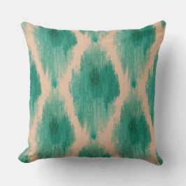Modern Ikat Teal & Clay Throw Pillow | Boho-Lux Kissen