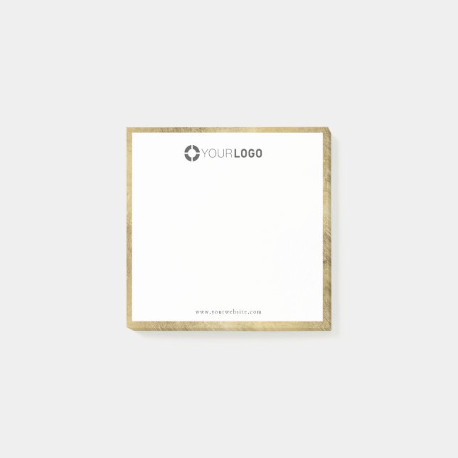 Modern Imitat Gold Border Company Logo Post-it Klebezettel (Vorderseite)