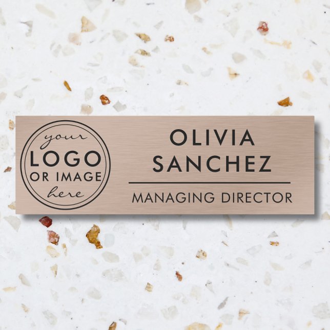 Modern Imitate Bronze-Firmenlogo Namensschild (Modern Faux Bronze Business Logo Name Tag)