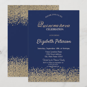 Modern Imitate Gold Diamonds Quinceñera Einladung