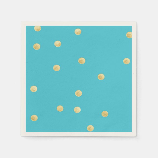 Modern,Imitate Gold Glitzer Polka Dots,Blau Serviette (Vorderseite)