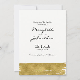 Modern Imitate Gold Pinselstrich Save the Date Kar