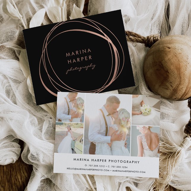 Modern Imitate Rose Gold Logo Collage Postkarte (Von Creator hochgeladen)