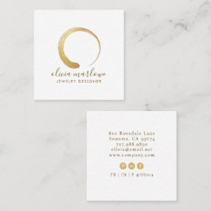 Modern Imitats Gold Circle Jewelen Designer Logo Quadratische Visitenkarte