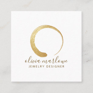 Modern Imitats Gold Circle Logo Schmuck Designer Quadratische Visitenkarte