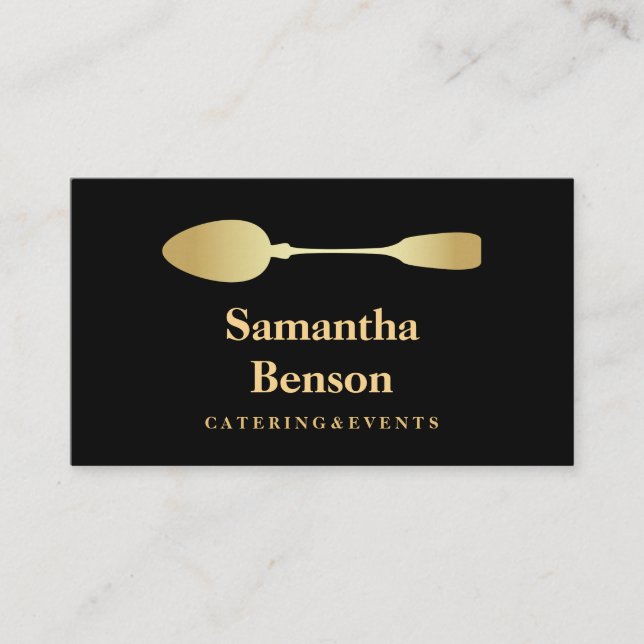 Modern Imitats Gold Foil Spoon Catering Logo Schwa Visitenkarte (Vorderseite)
