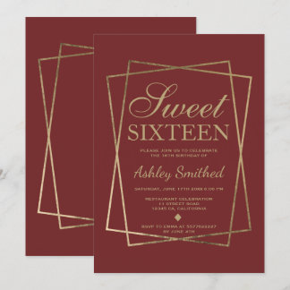 Modern Imitats schicke Goldschrift Bordeaux Sweet Einladung