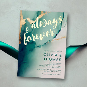 Modern immer für immer Emerald Boho Beach Hochzeit Folieneinladung