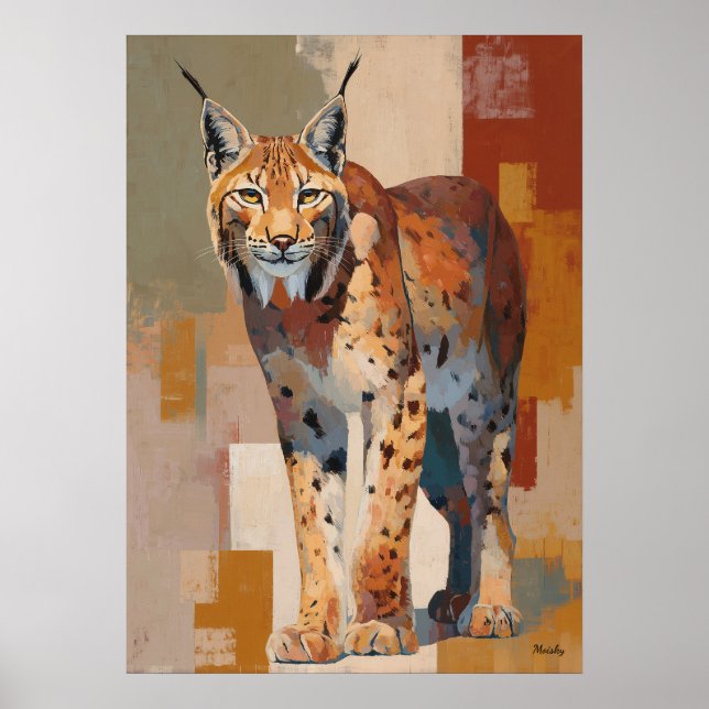 Modern Impressionist Lynx Painting Elegant Poster (Vorne)