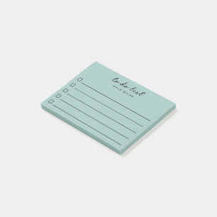 Modern in der Liste der grünen Kästchen, die mit e Post-it Klebezettel