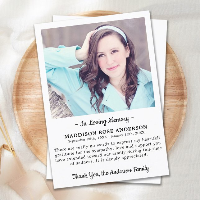 Modern in Love Memory Foto Beileid Beerdigung Dankeskarte (Von Creator hochgeladen)
