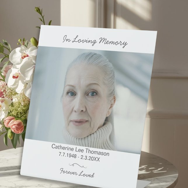 Modern In Loving Memory Funeral Photo Table Sign Sockelschild (Modern In Loving Memory Funeral Photo Table Sign
)