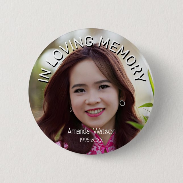 Modern In loving memory Memorial Tribute Button (Vorderseite)