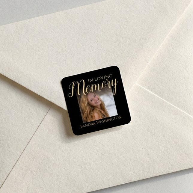 Modern In Loving Memory | Photo Memorial Button Quadratischer Aufkleber (Von Creator hochgeladen)