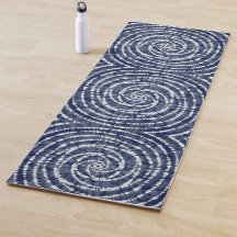 Modern Indigo Blue Spiral Muster Shibori