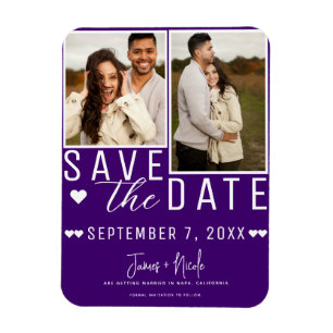 Modern Indigo Save the Date 2 Foto Hochzeit Magnet