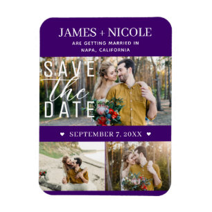 Modern Indigo Save the Date Hochzeit 3 Fotos Magnet