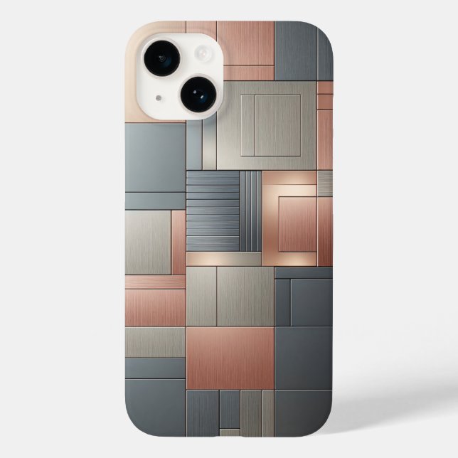 Modern Industrial Metallic Block Pattern Copper an Case-Mate iPhone Hülle (Rückseite)