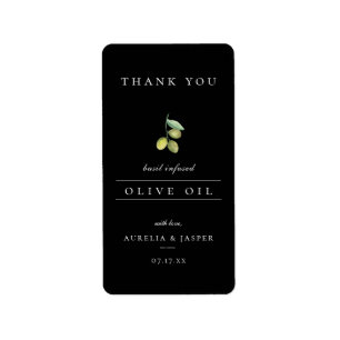 Modern Infused Olive Oil Thank You Label Black Adressaufkleber