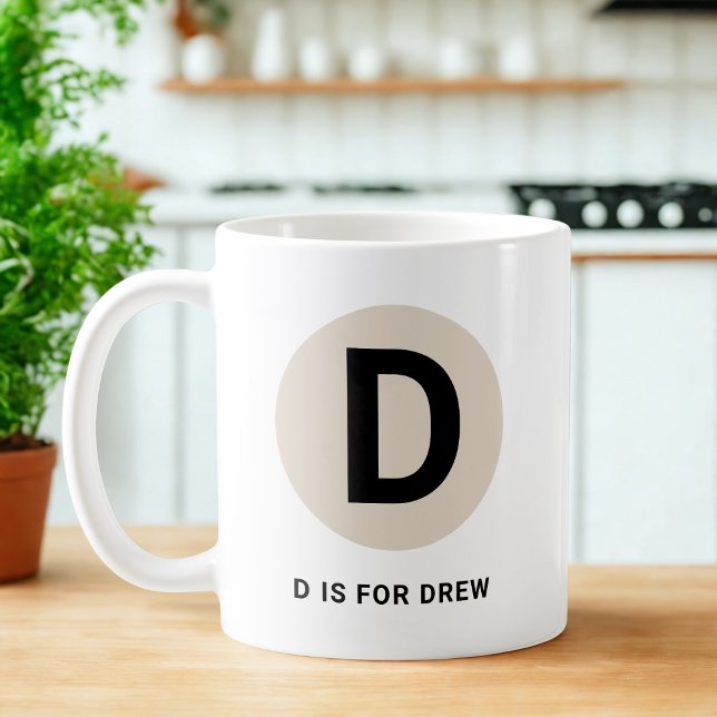 Modern Initial Mug – “D is for [Name]” Design Kaffeetasse (Von Creator hochgeladen)