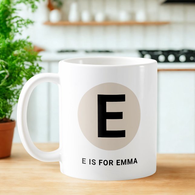 Modern Initial Mug – “E is for [Name]” Design Kaffeetasse (Von Creator hochgeladen)